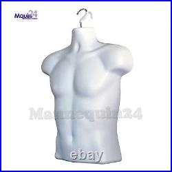 12 Pack Mannequin Torsos White Male Body Forms Hollow Back Hanging Dress Forms