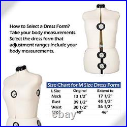 13 Dials Female Fabric Adjustable Mannequin Dress Form for Sewing, Large Beige