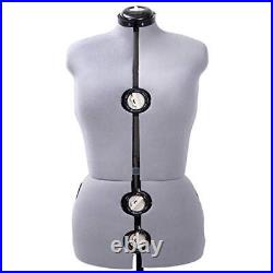 13 Dials Female Fabric Adjustable Mannequin Dress Form for Sewing, Large Gray
