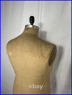 1900s Mannequin Mature Man Torso Dress form, Model 1957 Wolfe Antique Union made