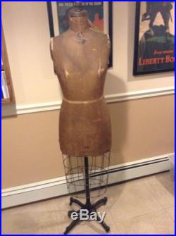 1942 Vintage Antique J. R. Bauman Dress Form Ww2 Mannequin Cage Cast Iron Base