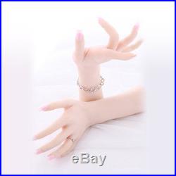 1 Pair Soft Silicone Lifesize Female Hand Fingers Mannequin Display Left Right