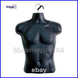 20 Pack Male Torso Dress Body Form Hanging Mannequins Black Mean Clothing