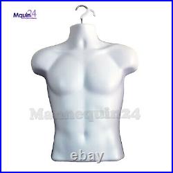 20 Pack Torso Mannequin Body Form White Male withHooks Men Hanging Dress Display