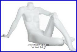28 in H Female Headless Reclined Sitting Mannequin White Colored STW029-WT