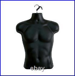 2 Pack Male Mannequin Torso with Stand Dress Form Tshirt Display Countertop Holl