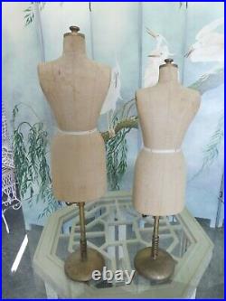 2 Vintage Bauman Miniature Half Scale Dress Forms, Great Table Fare