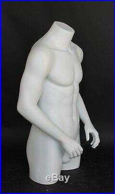 35 in Tall Male Torso Mannequin Torso Arms Free Standing White Colored MT7-WT