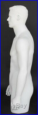 3 ft 11 in 3/4 Male Torso Mannequin Head Arms Free Standing White Colored MT3-WT