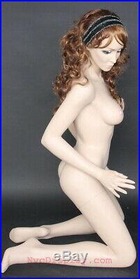 44 in H Knee Down Female Mannequin Skintone Face Make up Blonde wig SFE54-FT
