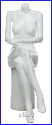 44 in H Seat Female Headless Mannequin Matte White New Style Mannequin STW049WT