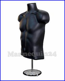 4 Mannequins a Family Torso Dress Body Form Set Black with 4 Hangers + 4 Stands