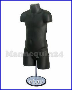 4 Mannequins a Family Torso Dress Body Form Set Black with 4 Hangers + 4 Stands