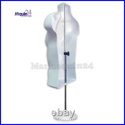 4 Pack Male Torso Dress Form Mannequins White Body Forms 4 Hangers 4 Stands