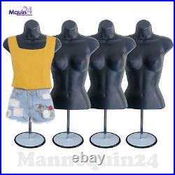 4 Pack Mannequin torso dress forms Female Black Hollow back Women body forms