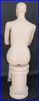 4 ft 3 in Sitting Female Mannequin Face Make Up Bald Head Skin tone SFW42FT