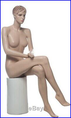 4 ft 6 in Female Sitting Mannequin Feature Face Sculptured Hair Skintone SFW9FT