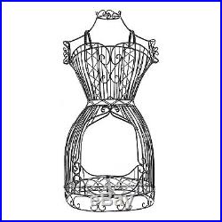 57" VINTAGE Metal Wire Dress Form MANNEQUIN Dressmaker Display Rack Stand BLACK 