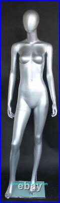 5'10H Female Mannequin Matte Silver Abstract Egg Head Body Form torso SFW46E-ST