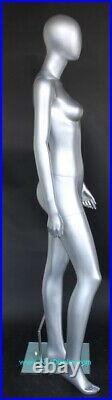 5'10H Female Mannequin Matte Silver Abstract Egg Head Body Form torso SFW46E-ST