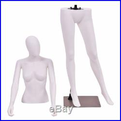 5.8' FT Female Mannequin Egghead No Face Full Size Body Display Base Metal Stand