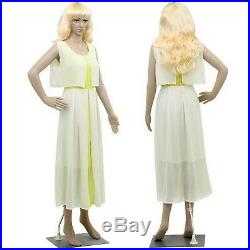 5.8 FT Female Mannequin Plastic Full Body Head Turns Dress Form Display with Base