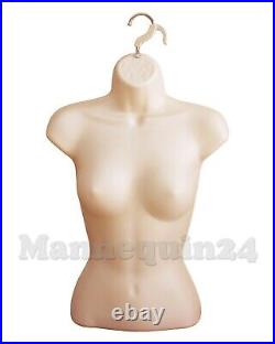 5 Pack Female Torso Body Mannequin Display Dress Forms FLESH with Stand + Hanger