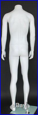 5 ft 3 in H, Small Size Male Headless Mannequin Matte White finish-STM072WT