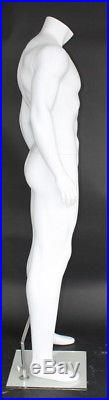5 ft 9 in Male Athletic Headless Mannequin, Muscular Body Matte White STM052WT
