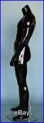 5 ft 9 in Tall Male Headless Mannequin Muscualr Body Shape Glossy Black STM051HB