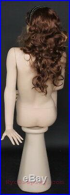 5 ft Female Sitting Mannequin Skintone Face Make up Bald Head Blond Wig SFE55FT