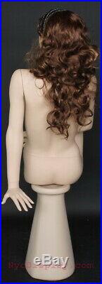 5 ft Sitting Female Mannequin Skintone Face Make up Bald Head Blond Wig SFE55-FT