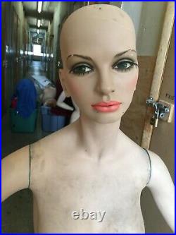 60's Vintage Decter Orig Makeup Lashes Female Mannequin 3/4 with Stand Mod 70's