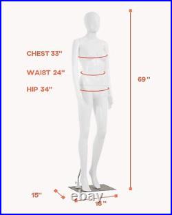 69 Inch Female Mannequin Full Body Dress Form Sewing Dress Model Adjustable