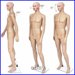 6FT Male Full Body Realistic Mannequin Display Head Turns Dress Form with Base