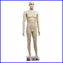 6FT Male Full Body Realistic Mannequin Head Turns Dress Form + Base