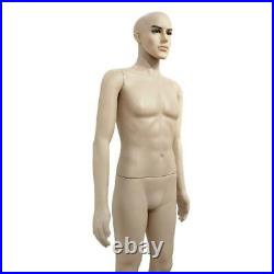 6FT Manequin Full Body Male Plastic Realistic Display Head Turn Standing /w Base