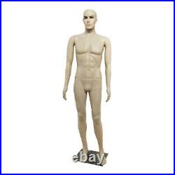 6FT Manequin Full Body Male Plastic Realistic Display Head Turn Standing /w Base