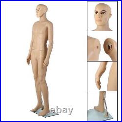 6 FT Male Mannequin Plastic Full Body Head Turns Dress Form Display with Base