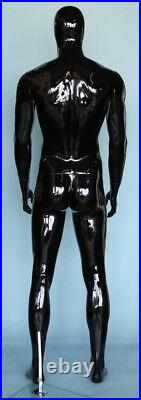6 ft 3 in Male Abstract Head Mannequin Glossy Black Muscular Body Shape SFM51EHB