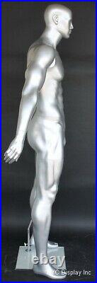 6 ft 4 in Abstract Face Football Body Muscular Male Mannequin Matte Silver SFB2S