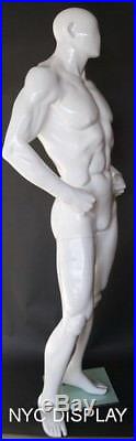 6 ft 4 in Male Abstract Head Mannequin Muscular Body shape Glossy White SFM24EGW
