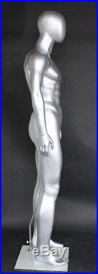 6 ft Tall Male Mannequin Abstract Head Muscular Body Shap Silver color SFM29E-ST