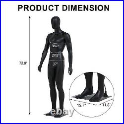 72.8 Male Mannequin Dress Form Black Full Body Maniquine Model Stand Adjustable