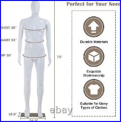 73 Full Body Realistic Male Mannequin Display Head Turns Dress Form Base White