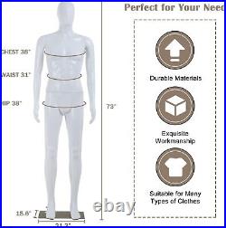 73 Full Body Realistic Male Mannequin Display Head Turns Dress Form With Base