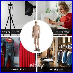 73 Inches Male Full Body Realistic Mannequin Display Head Turns Dress Form wBase