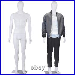 73 Male Mannequin Full Body Dress Form Realistic Display Head with Base White