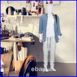 73 Male Mannequin Full Body Dress Form Realistic Display Head with Base White