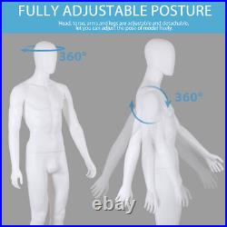 73 Male Mannequin Full Body Dress Form Realistic Display Head with Base White
